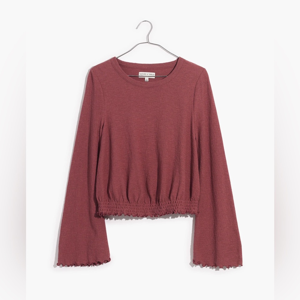 Texture & Thread Smocked Bell-Sleeve Top